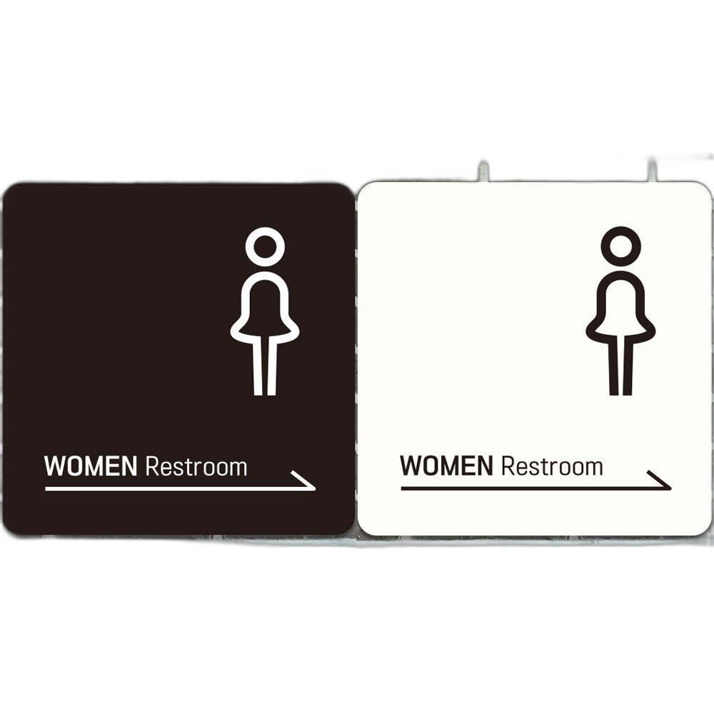 WOMEN Restroom 오른쪽화살표 부착형안내판 22x22cm