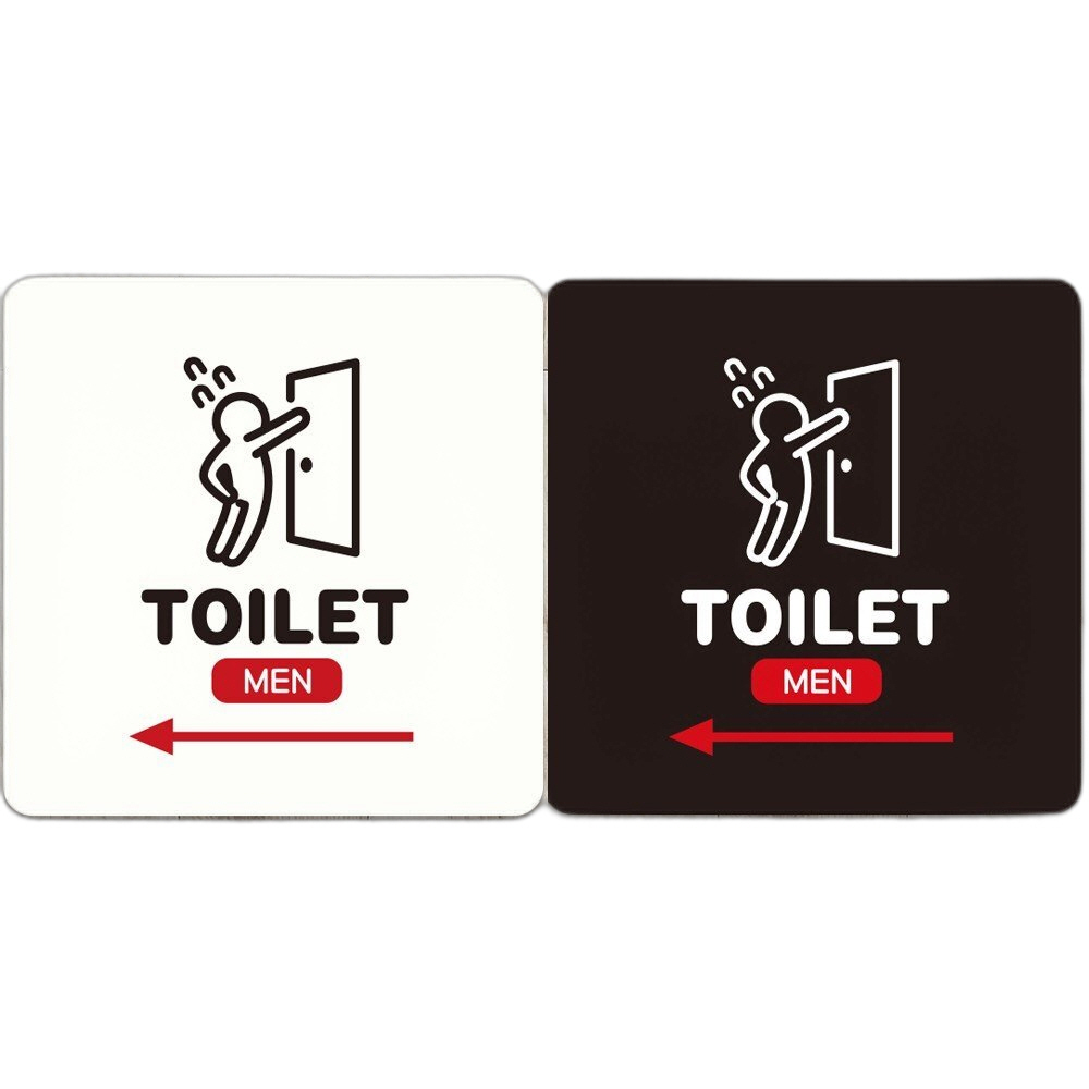 TOILET MEN 왼쪽 부착형 정사각안내판 22x22cm