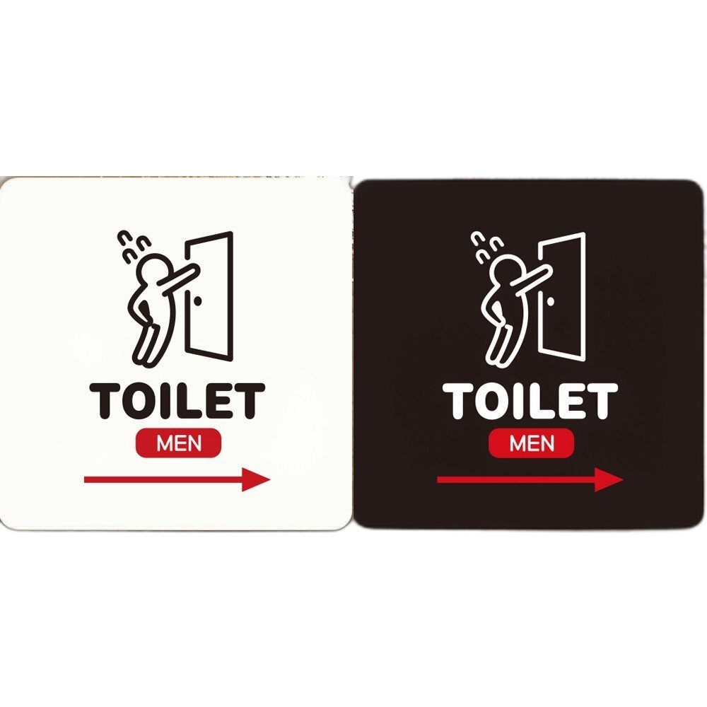 TOILET MEN 오른쪽 부착형 정사각안내판 22x22cm