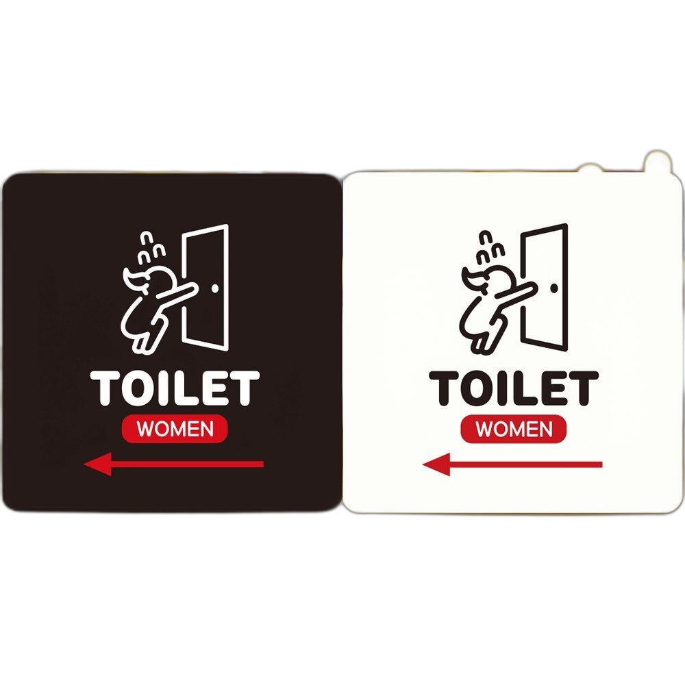 TOILET WOMEN 왼쪽 부착형 정사각안내판 22x22cm