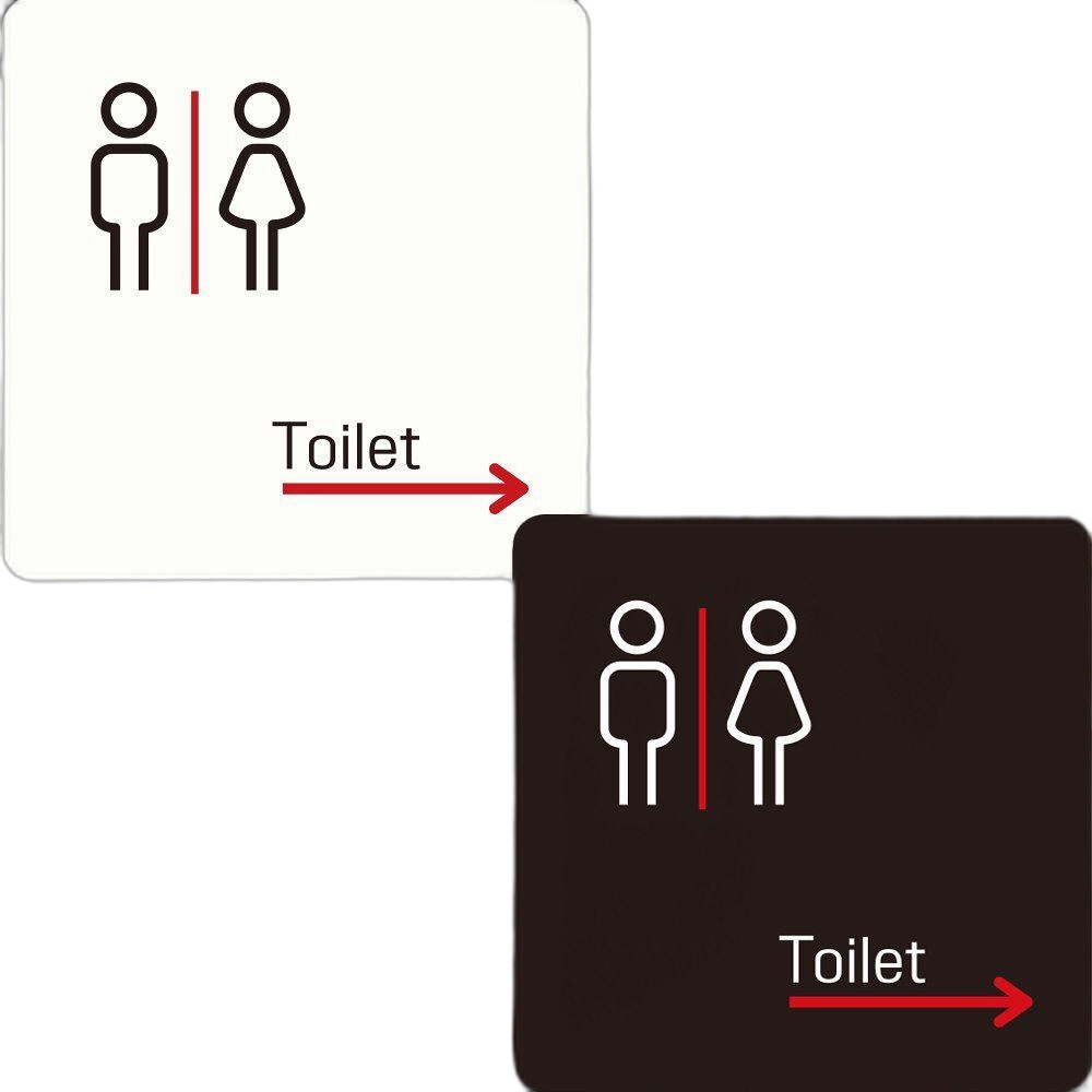 Toilet 오른쪽화살표2 부착형 사각안내판 18x18cm