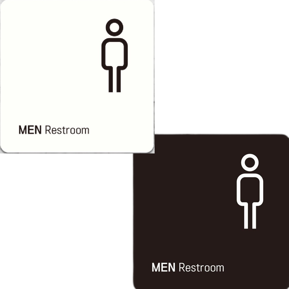 MEN Restroom3 부착형 정사각안내판 18x18cm