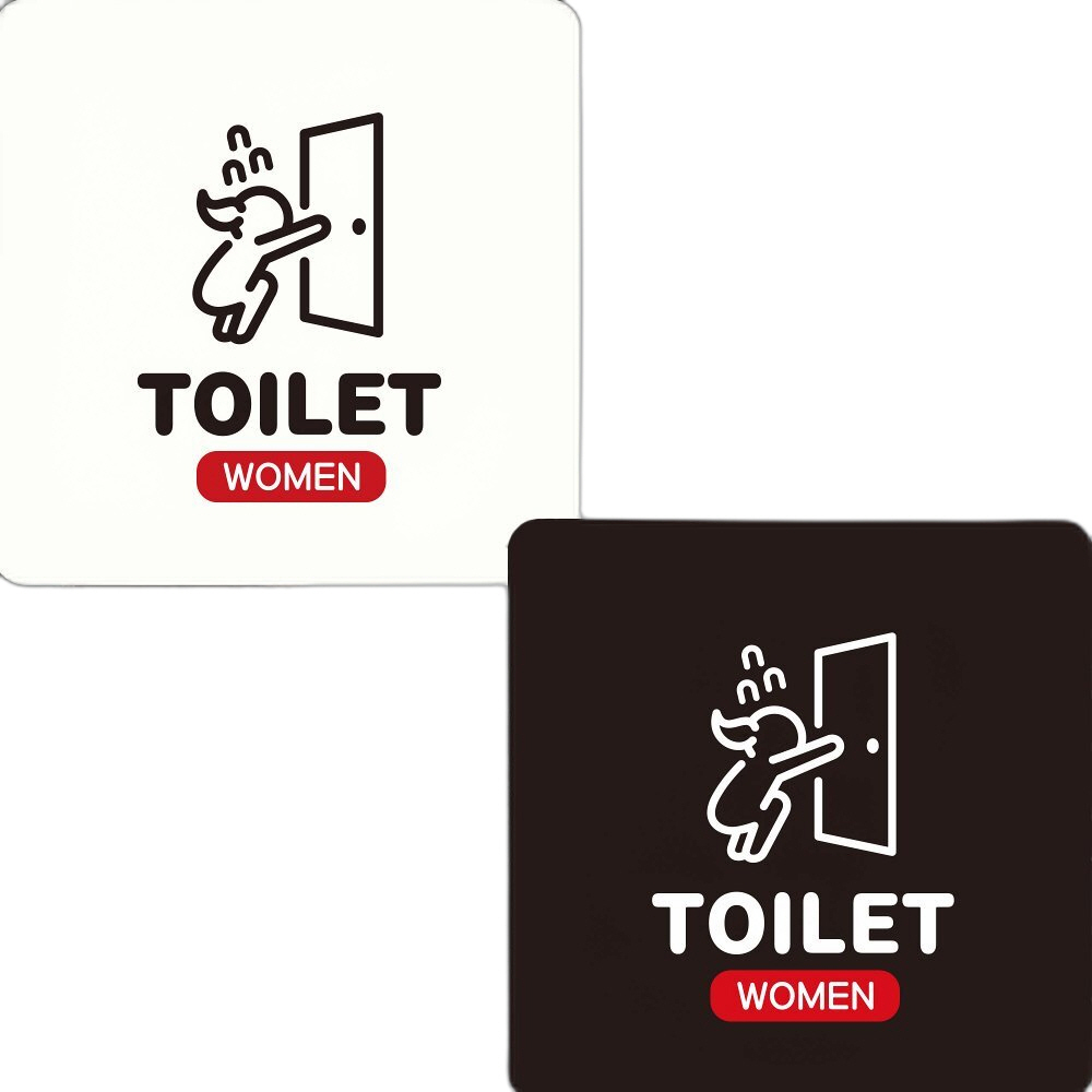 TOILET WOMEN 부착형 정사각안내판 18x18cm