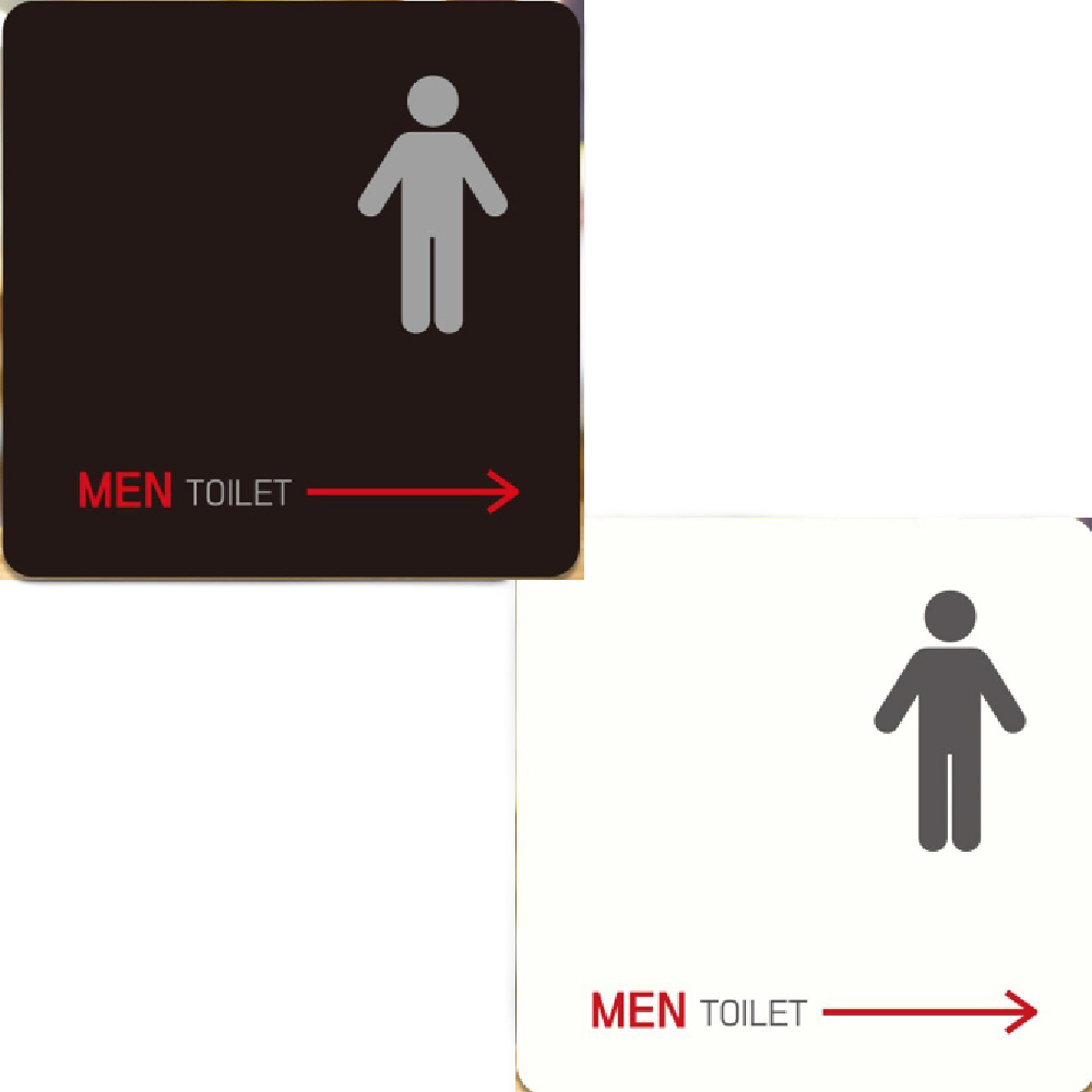 MEN TOILET 오른쪽화살표1 부착형 안내판 18x18cm