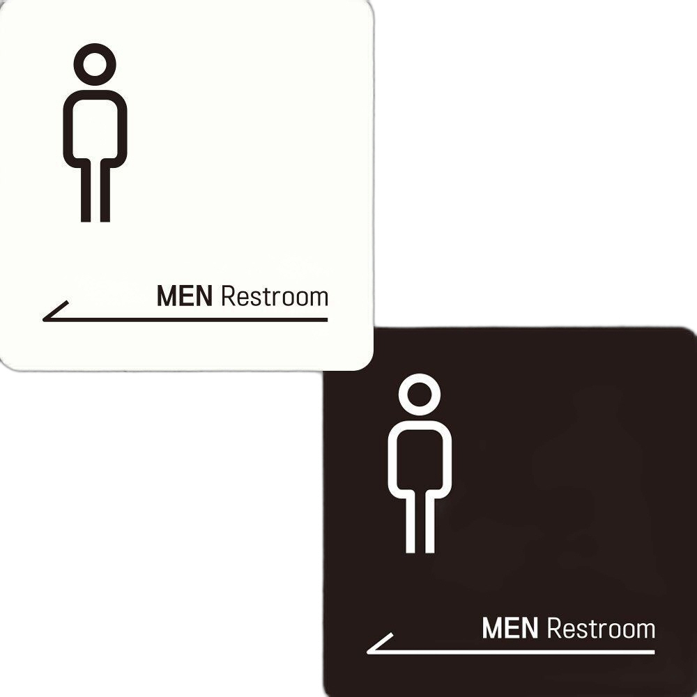 MEN Restroom 왼쪽화살표 부착형 안내판 18x18cm