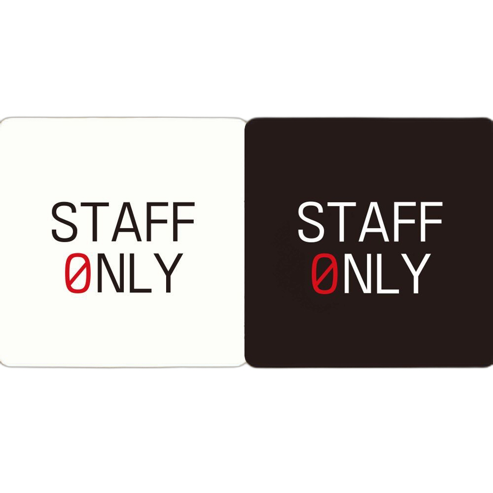 STAFF ONLY2 부착형 정사각 안내판 18x18cm