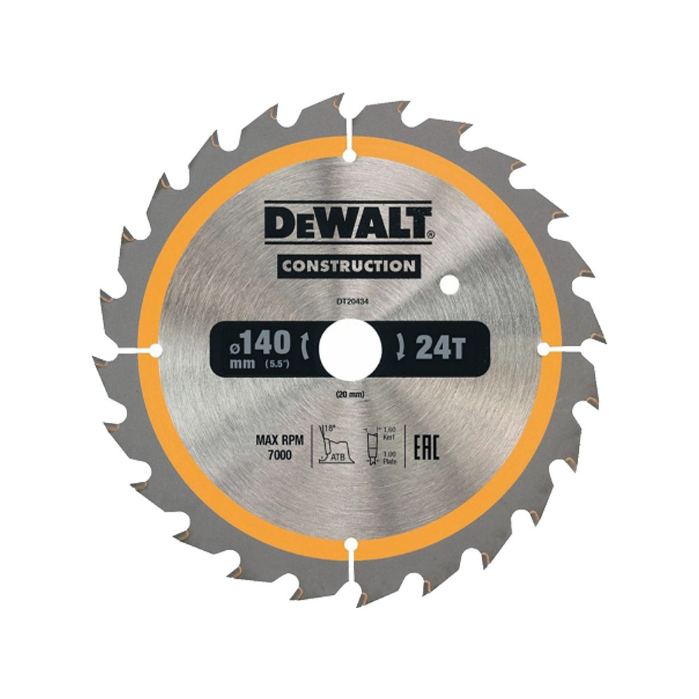 디월트 DT20434 목공용 원형톱날 140mm 24날