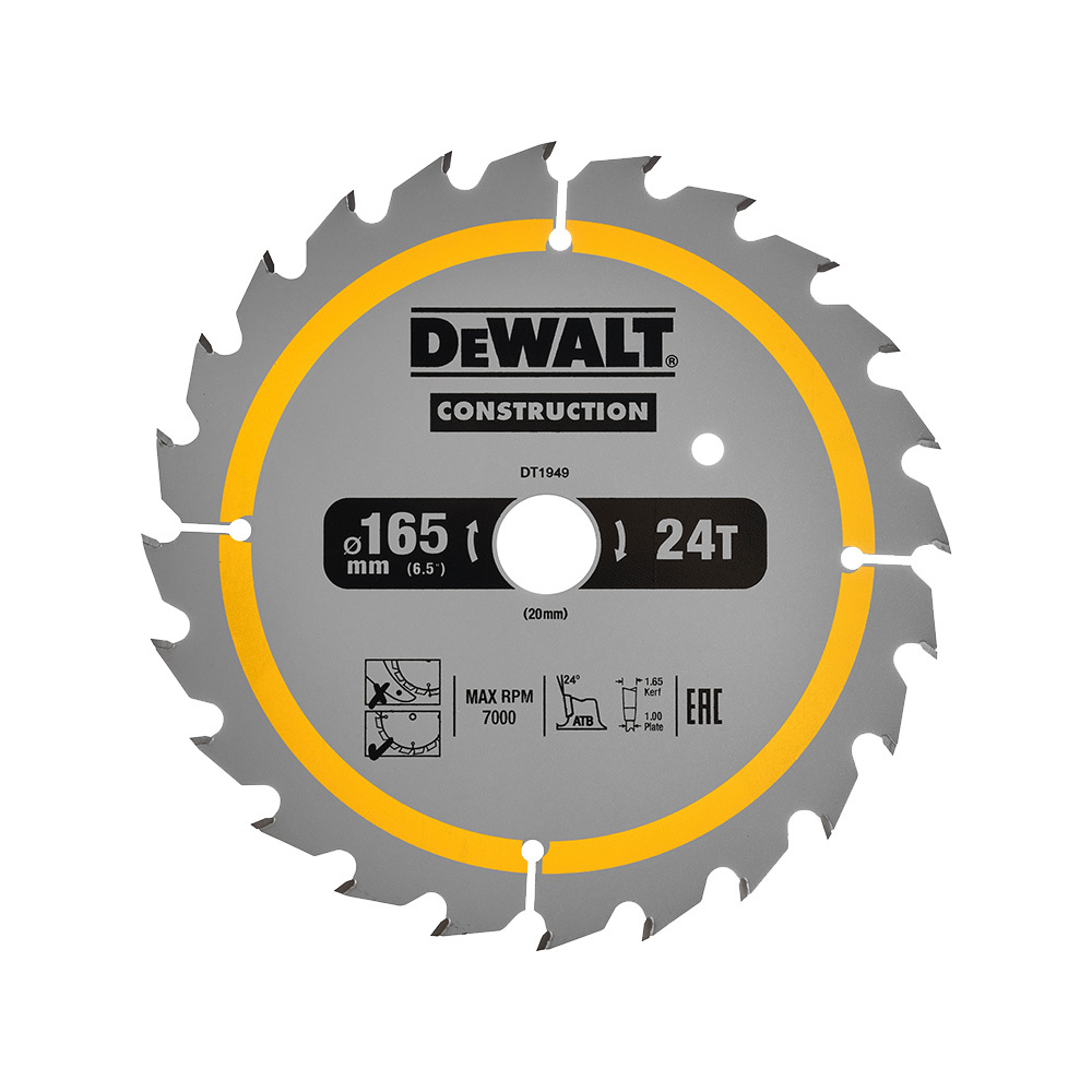 디월트 DT1949 목재용 원형톱날 24날 165mm