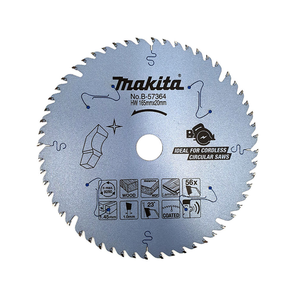 마끼다 B-57364 목공용 원형톱날 56날 165mm 1.45T,내경20,나무,합판,절단
