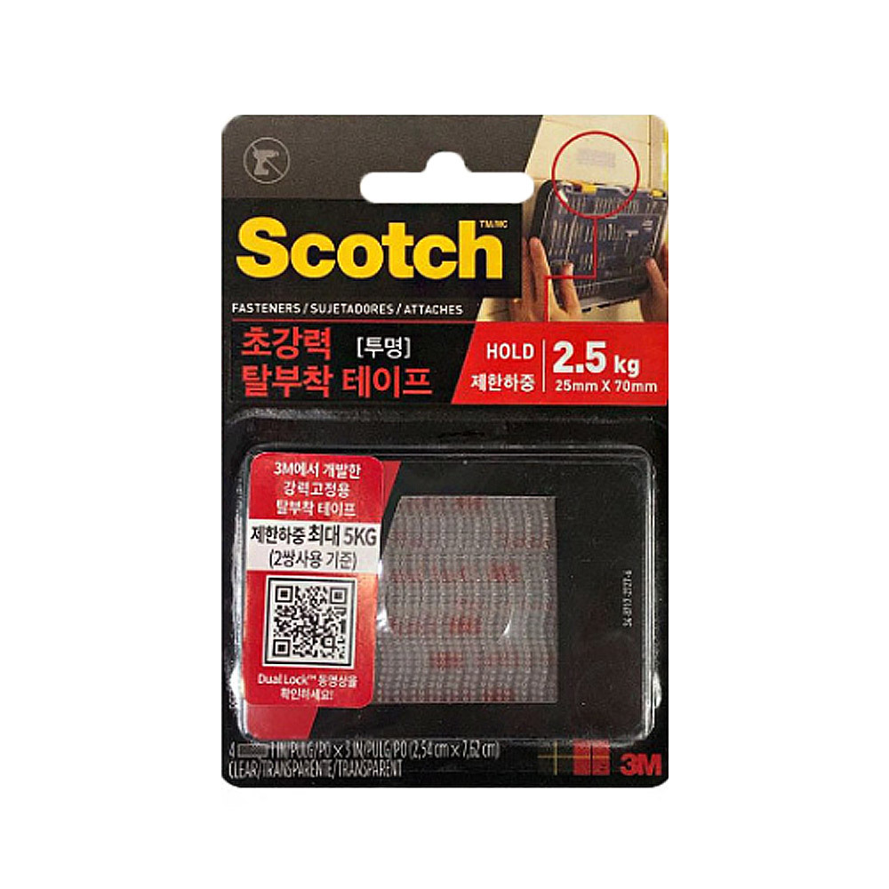 3M 스카치 투명 초강력 탈부착 테이프 25×70mm