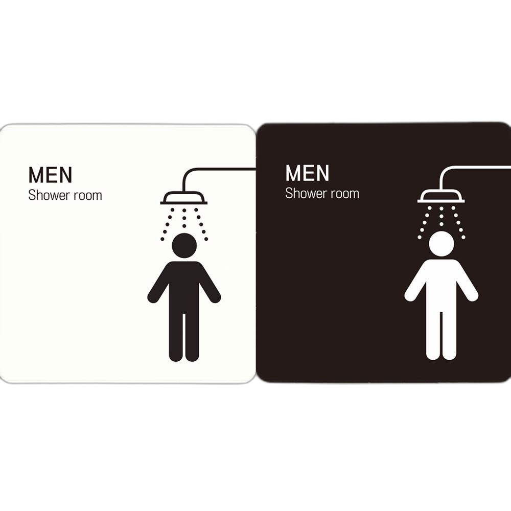 MEN Shower room2 부착형 정사각안내판 18x18cm