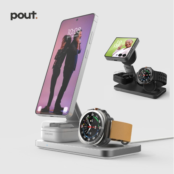 [Pout] 파우트 HANDS7 PRO  Qi2.2 25W 3in1 접이식 무선충전 스탠드 (갤럭시워치 전용)