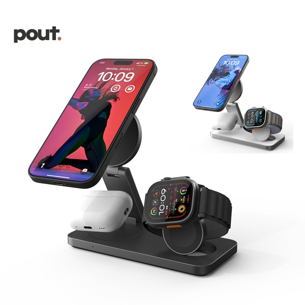[Pout] 파우트 HANDS7 PRO  Qi2 15W 3in1 접이식 무선충전 스탠드 (애플워치 전용)