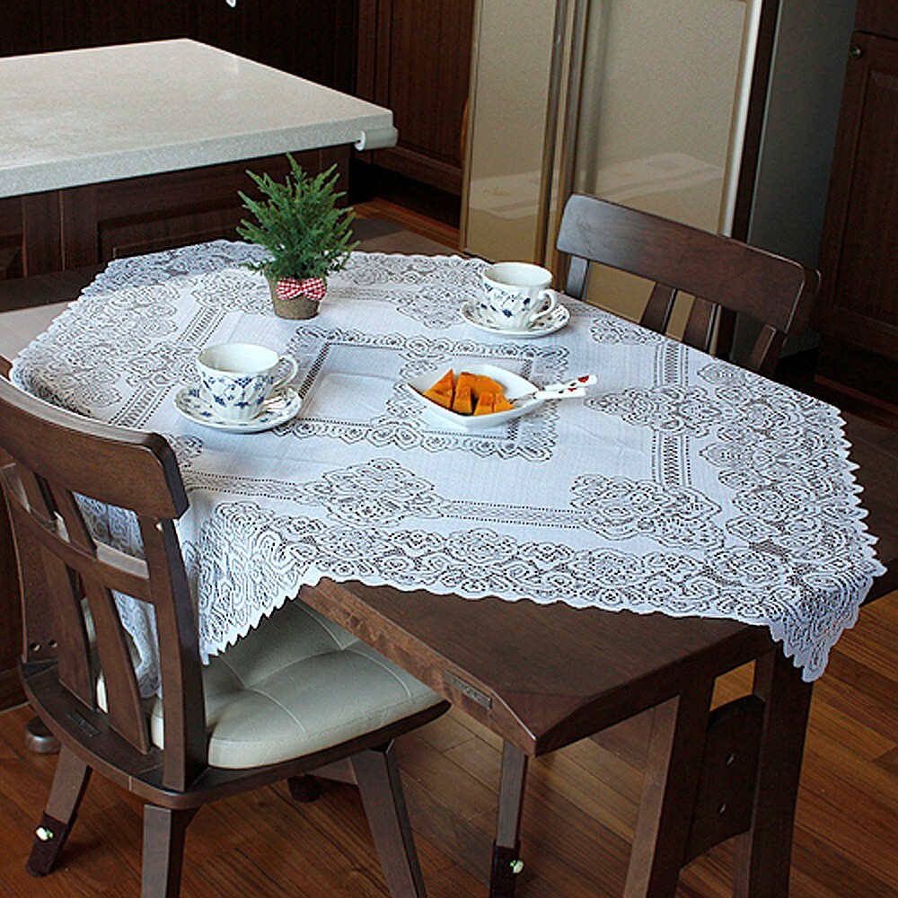 크로쉐 테이블보 협탁 커버 2인 레이스 매트 테이블 깔개 카페 파티 매트