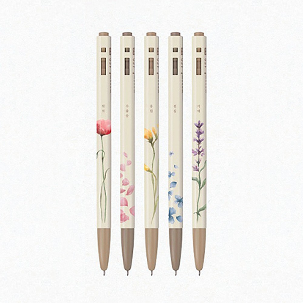 모나미 검정 꽃무늬 볼펜 5P 0.5mm 육각 펜슬 사무용 펜슬 사무실 필기류