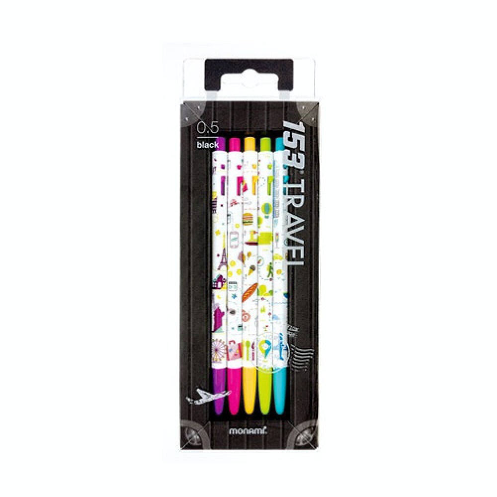Oce 모나미 검정 예쁜 볼펜 5P 0.5mm 팬시 용품 블랙 글씨펜 사무용 펜슬