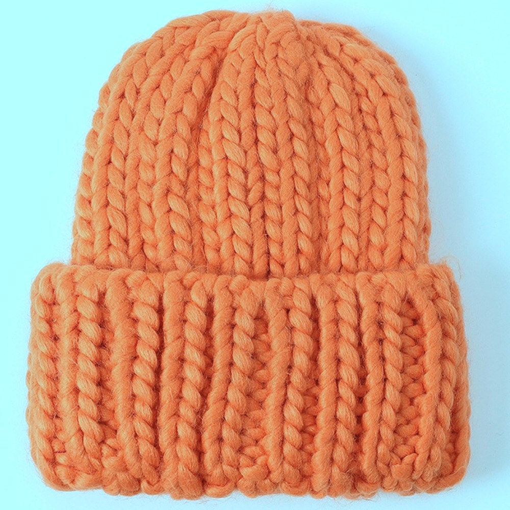 아크릴 비니 왕꽈배기 방한 니트 모자 두건 오렌지 뜨개질 왓치캡 겨울 두건 후드 버킷햇