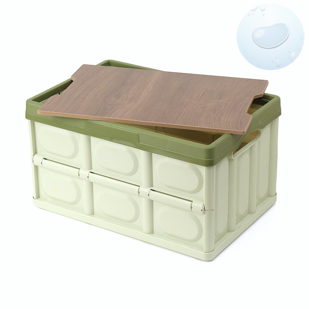 Oce 캠핑 스토리지 접이식 폴딩 박스 그린 55L 차량 식탁 우유 박스 의자 플라스틱 상자