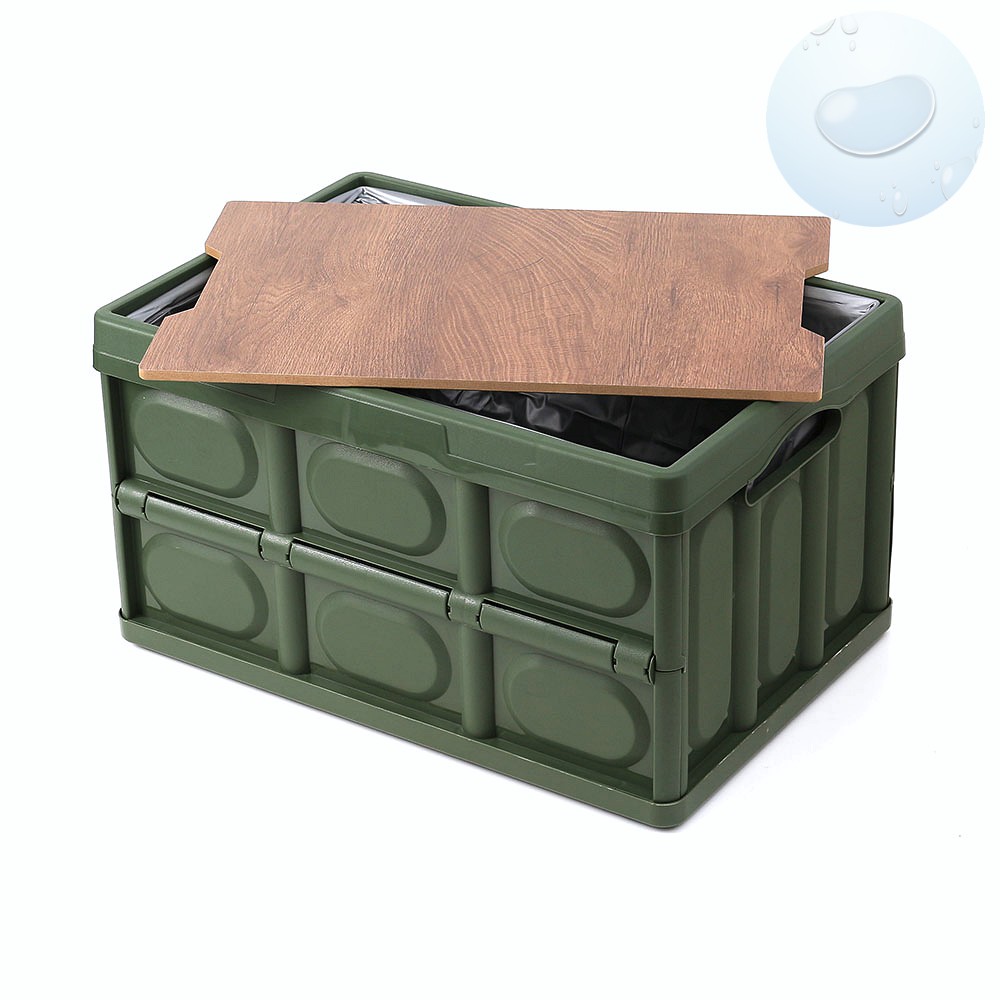 캠핑 스토리지 접이식 폴딩 박스 방수백 카키 55L 캠핑 도마 테이블 차박 정리함 수납 박스