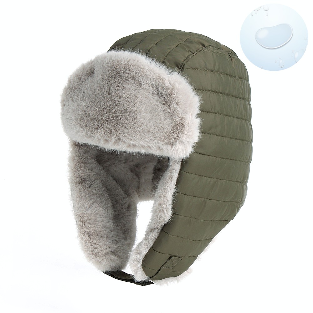 Oce 패딩 따뜻한 귀덮개 털 모자 카키 겨울 등산 모자 온열 귀싸개 귀덮는 모자
