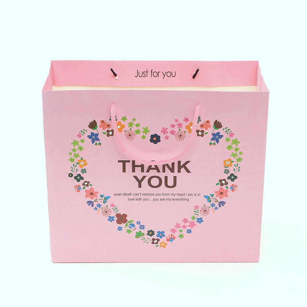 Oce 땡큐 코팅 종이 쇼핑백 1p 핑크 30.5x27 감사 쇼핑백 기프트 패킹 케이스 포장 가방