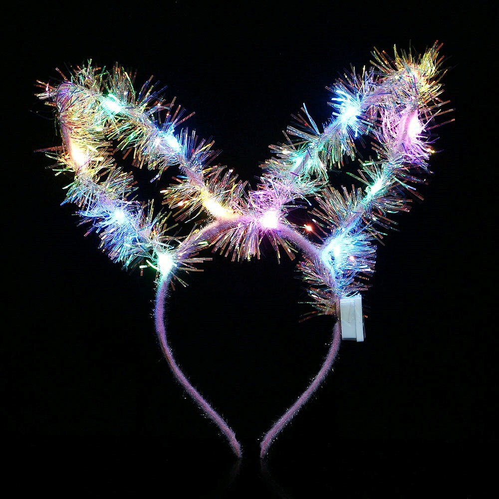Oce 파티 래빗 헤어밴드 야광 머리띠 4p 핑크 LED 헤드밴드 귀여운 특이한 머리띠 단체 해어밴드
