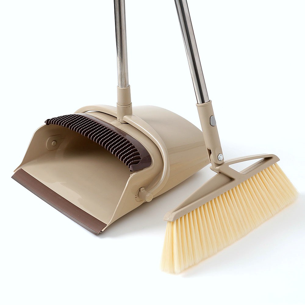 Oce 실내 미용실 사무실 스탠드 빗자루 세트 브라운 긴 빗자루 쓰레받기 막대 브라쉬 업소용 mop