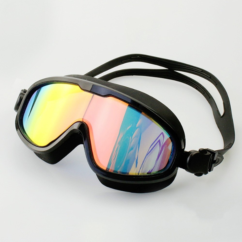 Oce 밀착 안티포그 고글 수경 블랙+컬러코팅 수영장 물안경 자외선차단 수영 안경 소프트 코걸이