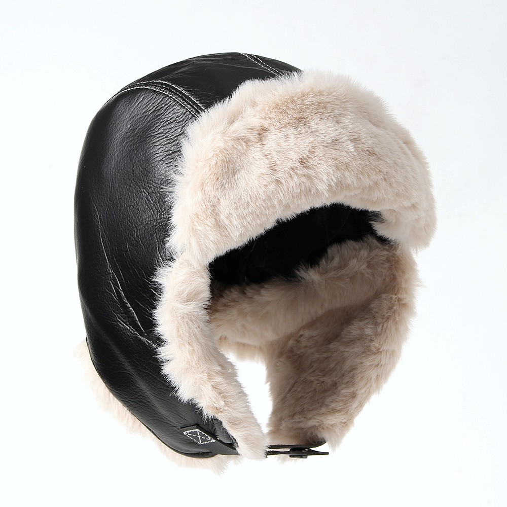 Oce 레더 따뜻한 귀덮개 털 모자 블랙 해외 여행 윈터 캡 이어머프햇 귀덮는 모자