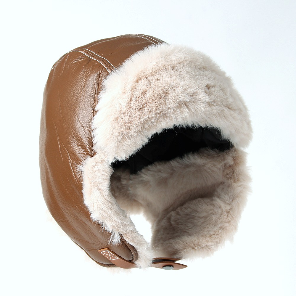 Oce 레더 따뜻한 귀덮개 털 모자 브라운 귀돌이 군밤 모자 겨울 등산 모자 이어머프햇
