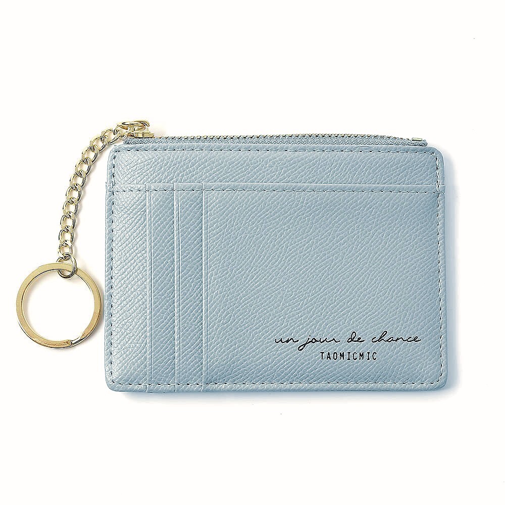 Oce 예쁜 동전 포켓 레더 신분증 얇은 지갑 블루 신분증 지퍼 포켓 빈티지 지폐 클립 라운딩 카드지갑
