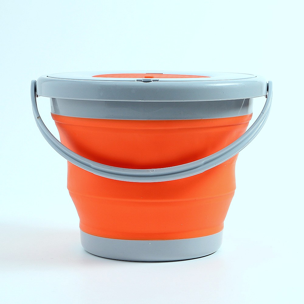 Oce 접이식 캠핑 물통 뚜껑 바구니 5L 오렌지 접이식 바구니 휴대용 바케스 물동이 설거지통
