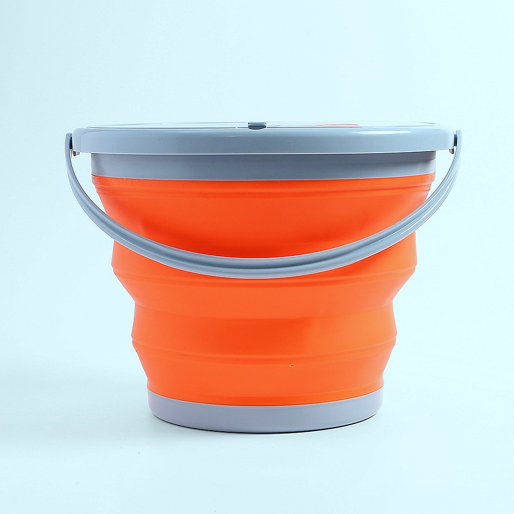 Oce 접이식 캠핑 물통 뚜껑 바구니 10L 오렌지 물동이 설거지통 낚시통 들통 폴딩 캠핑 버킷