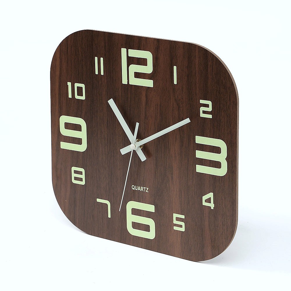 Oce 벽걸이 무소음 수면 야광 시계 브라운 거실 벽장식 소품 wall clock 월클락 도서실 사무실 시계