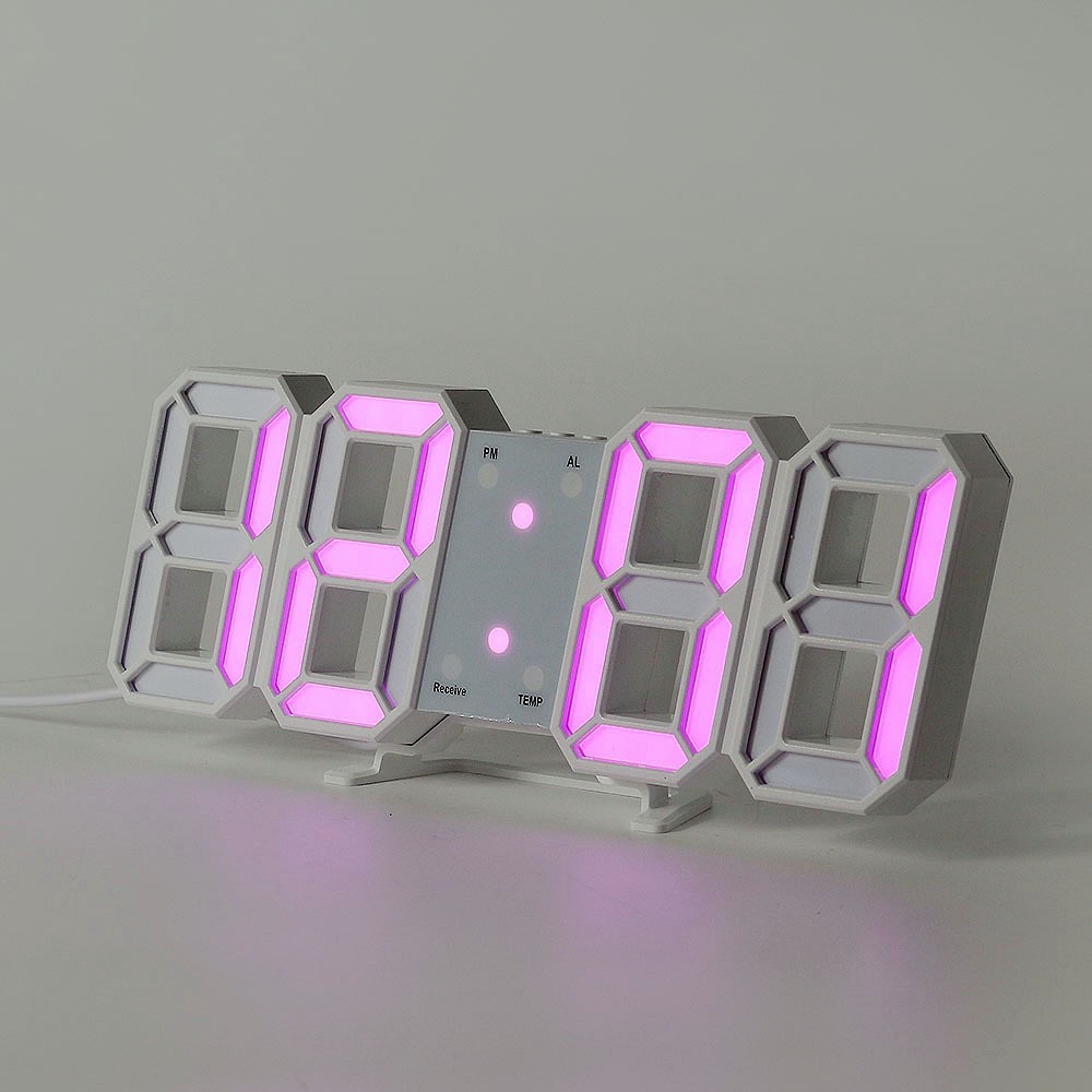 Oce 디지털 알람 달력 벽걸이 시계 화이트핑크 날짜 요일 온도 시개 학교 사무실 벽시게 공부방 아이방 시계