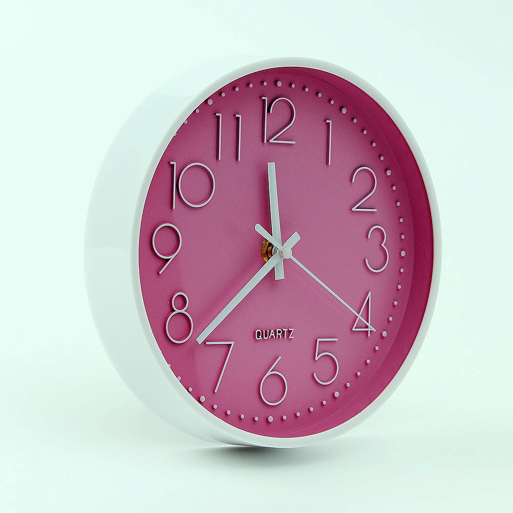 Oce 원형 벽걸이 저소음 수면 시계 20cm 핑크화이트 도서실 사무실 시계 wall clock 월클락 벽 인테리어