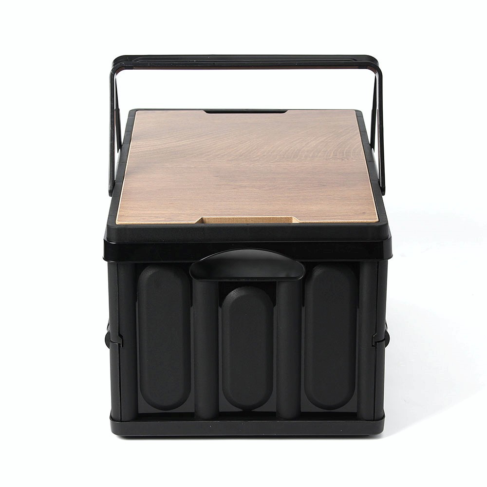 Oce 폴딩 사각 바구니on차박 식탁 30L 방수백 블랙 우유 공간 박스 좌식 간이 테이블 손잡이 상자