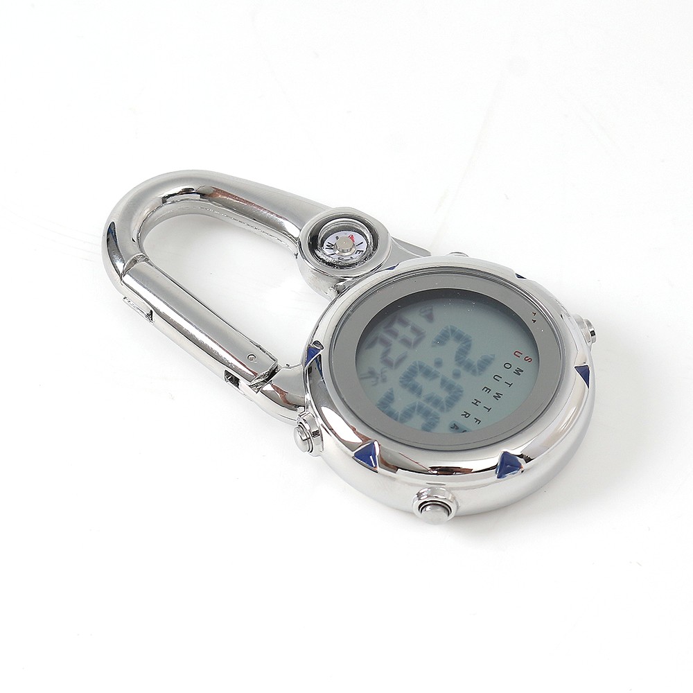 Oce 나침반 등산 캠핑 낚시 전자시계 실버블루 캠핑나침반 카라비너 시계 배낭 디지털시계