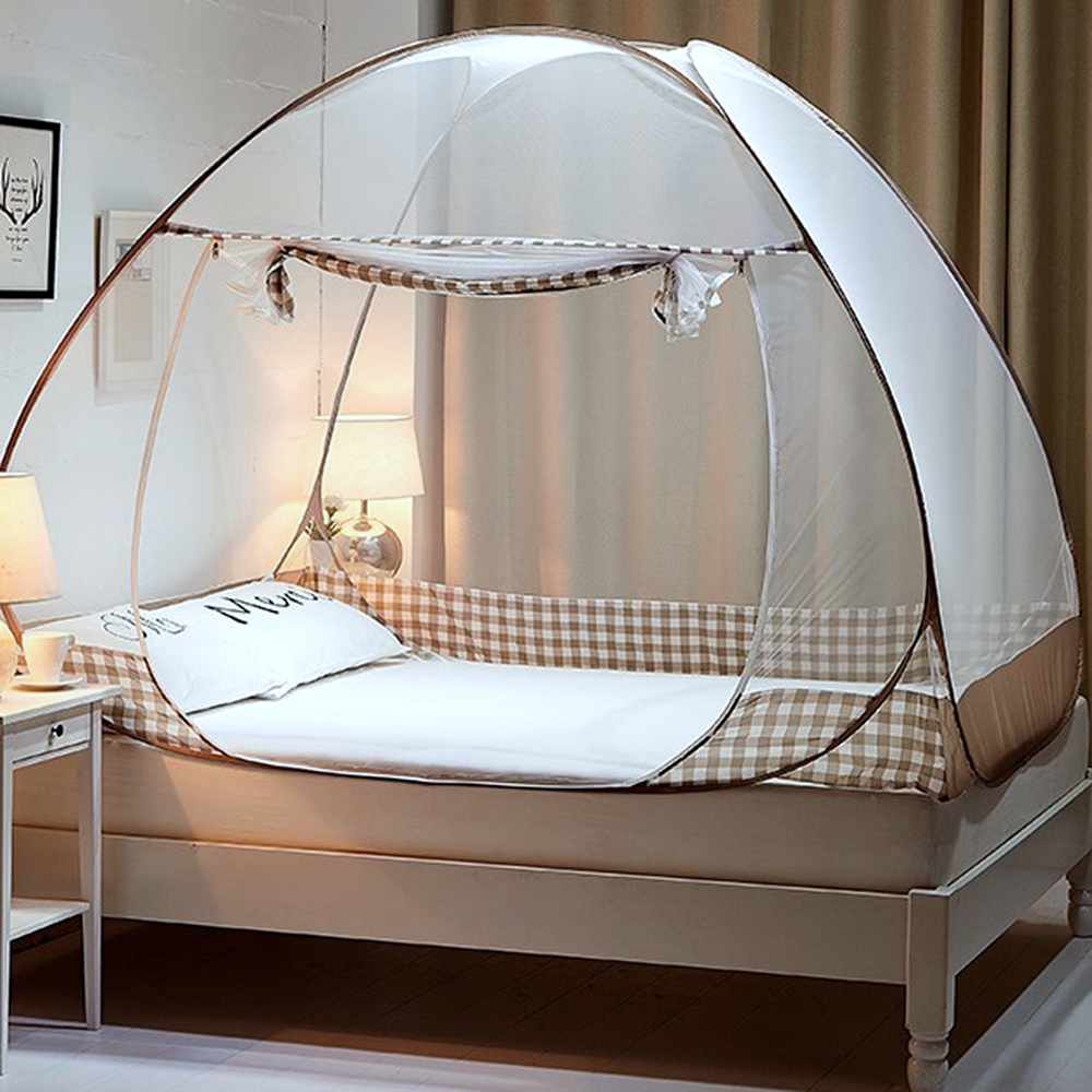 Oce 쉬운 원터치 방충망 사각 모기장 텐트 200x150cm 자동 장막 거실 침대 방충망 미세망