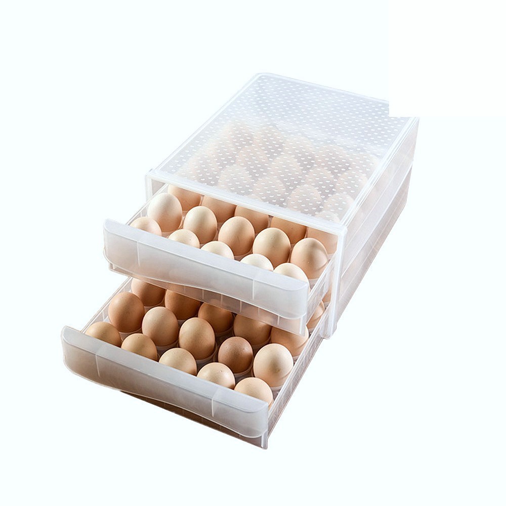 Oce 냉장고 계란 보관함 달걀판 서랍장 60구 투명 플라스틱 계란판 달걀 보관통 뚜껑 정리함