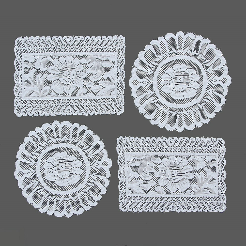 크로쉐 테이블보 레이스 받침 사각 원형 4p 협탁포인트커버 꽃무늬화이트식탁보 인테리어덮개
