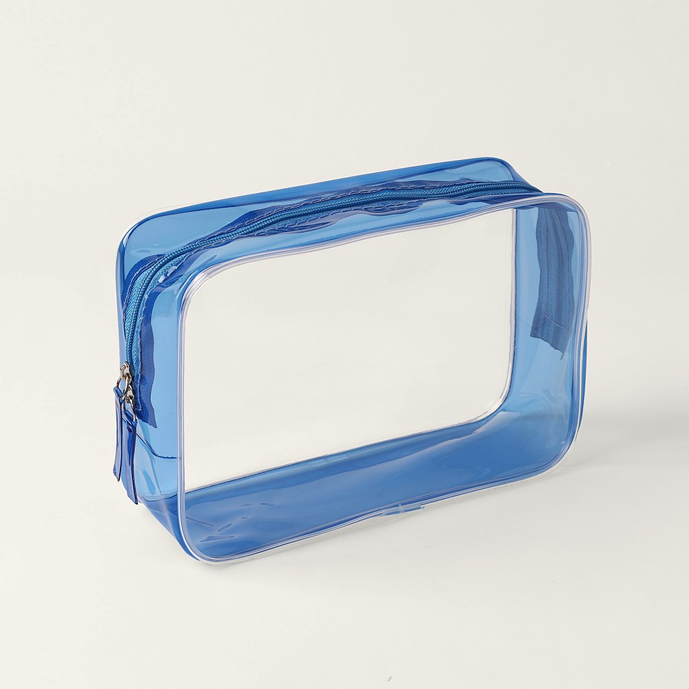 Oce 생활 방수 투명 pvc 파우치 블루 소지품미니가방 세안용품보관 휴대용메이크업