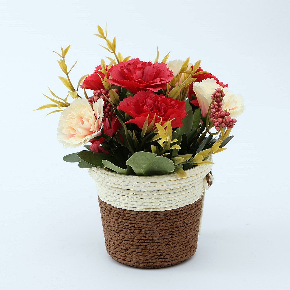 Oce 빨간 카네이션 조화꽃 화분 장식 소품 선물 어버이날꽃바구니 생화같은 식탁 가짜꽃