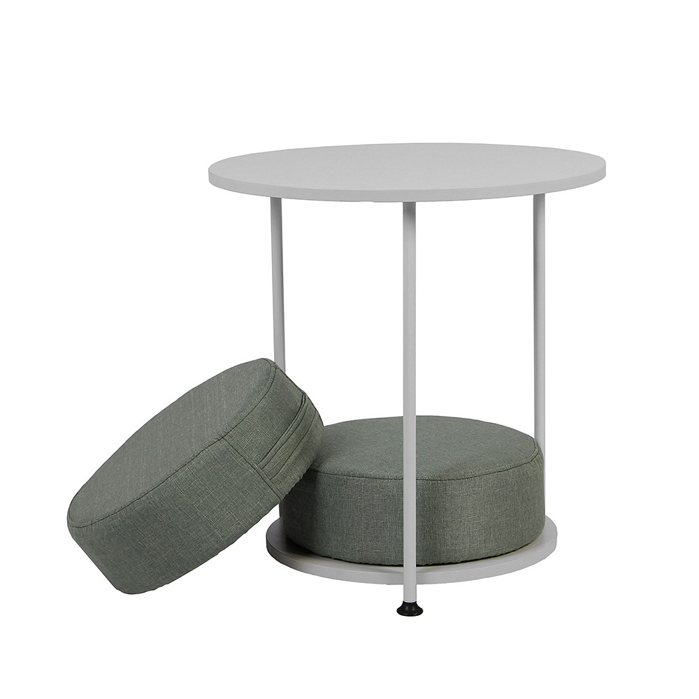 원형 쿠션 방석 티 테이블 set 화이트 손잡이 방석 푹신한 의자 태이블