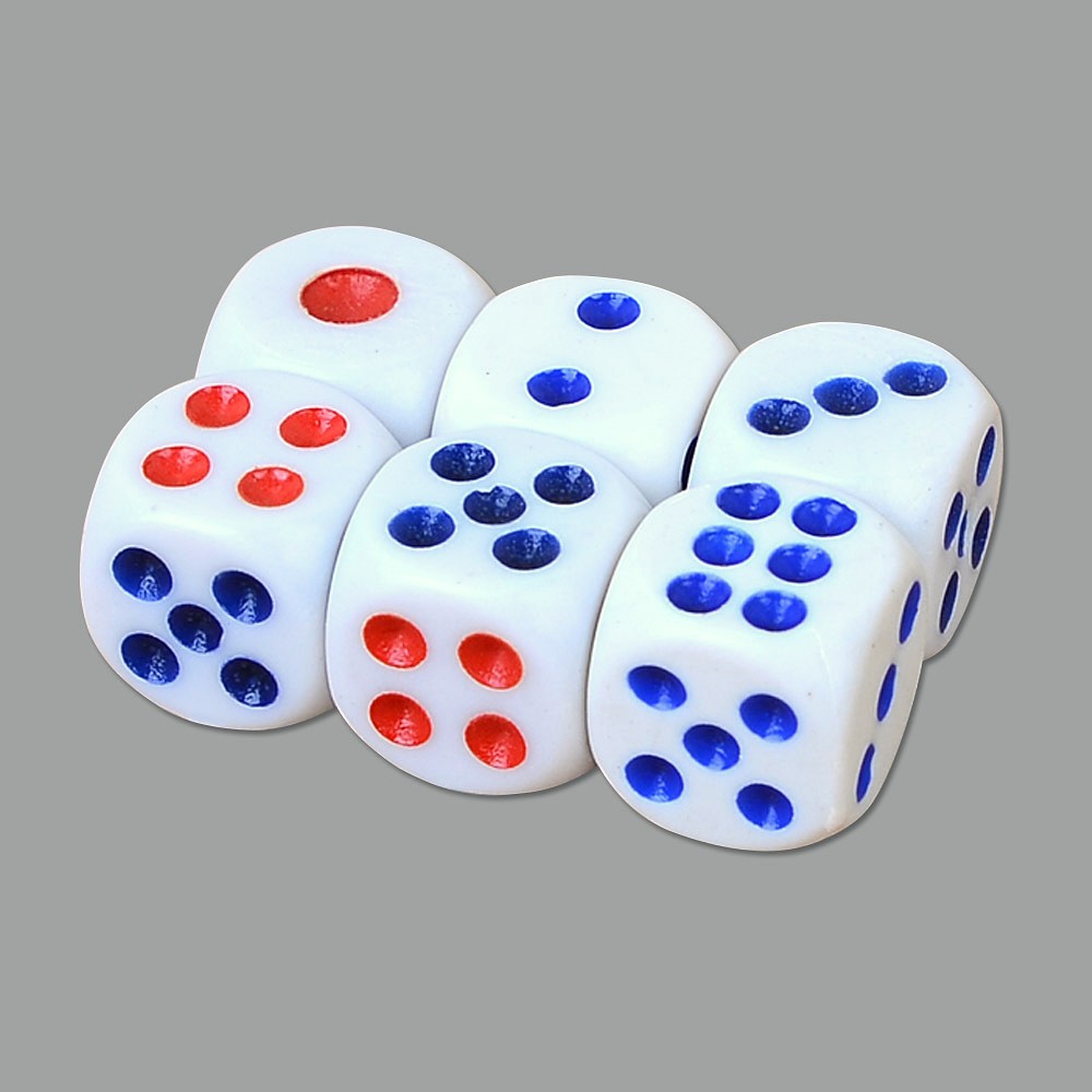 Oce 보드 게임 블루 레드 도트 육면체 cuve dice 6P 놀이용주사위 문구 플라스틱