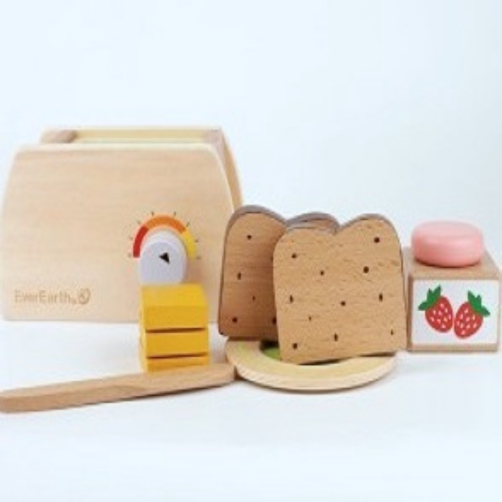 Oce 아기 장난감 토스트 만들기 세트 원목 장난감 토스터 세트 나무 블럭