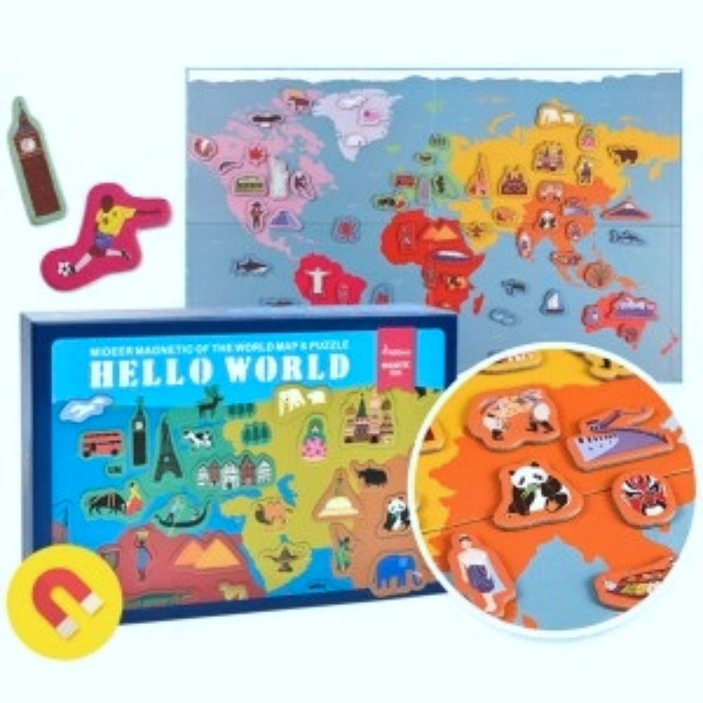 Oce 글로벌 유아 교구 자석 놀이 세계 지도 엄마표 놀이 집중력 유아 퍼즐