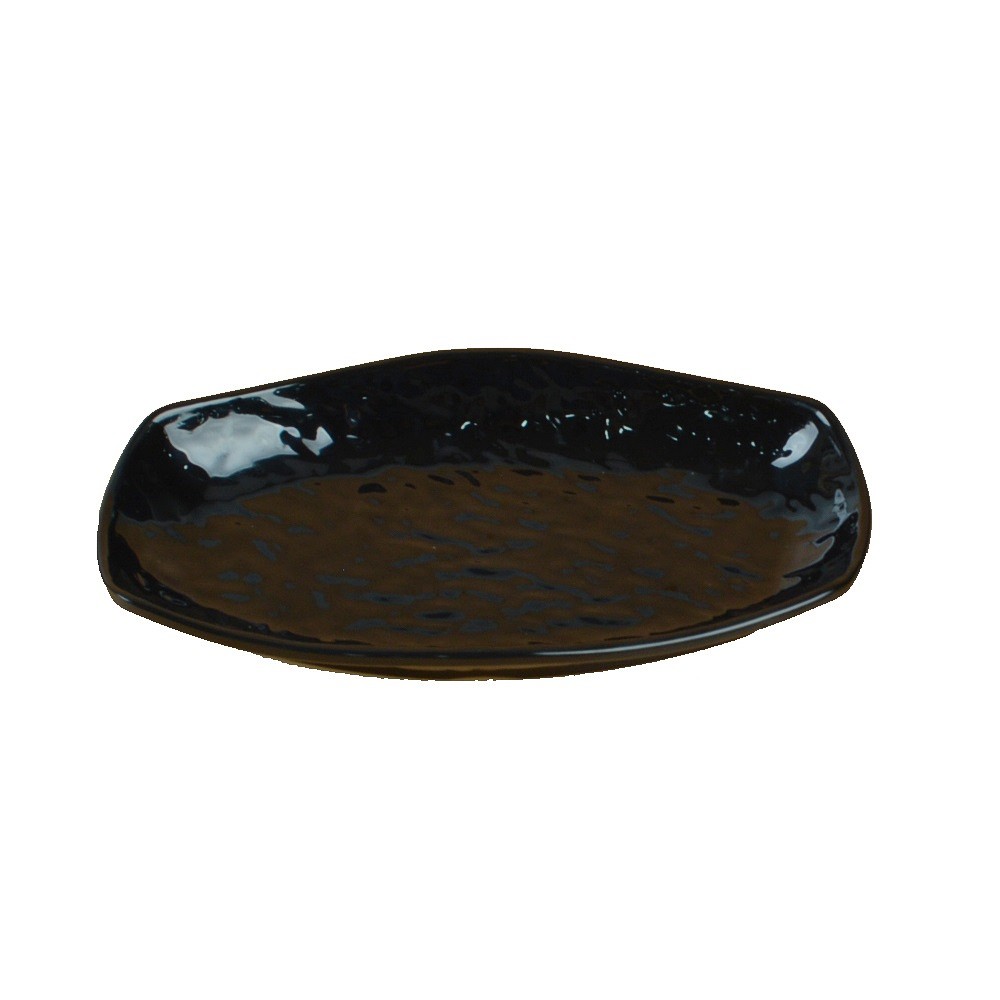 Oce 가벼운 업소용 접시 유광 각진타원형 검은색그릇 6호 멜라민 접시 생선구이접시 업소용 식기