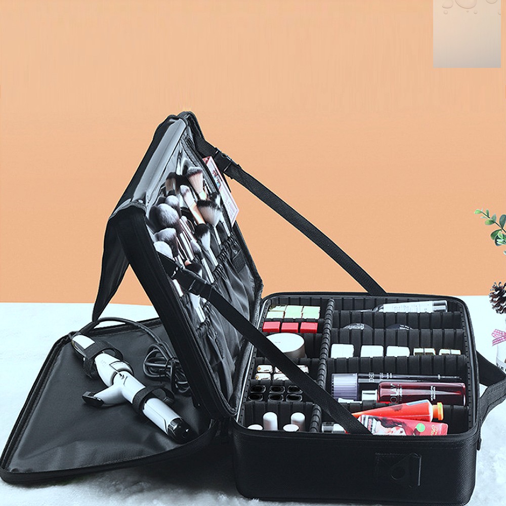 뷰티 파우치 칸막이 가방(2단) (40x29cm) 악세서리 정리대 메이크업 박스  화장품 미용 가방
