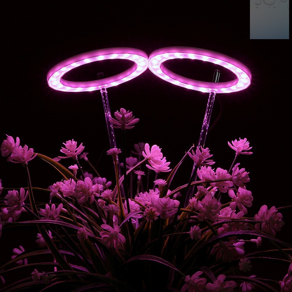 Oce LED 식물 성장등 화분 조명 2헤드형 핑크 홈플랜트 화분빛 태양광 공급